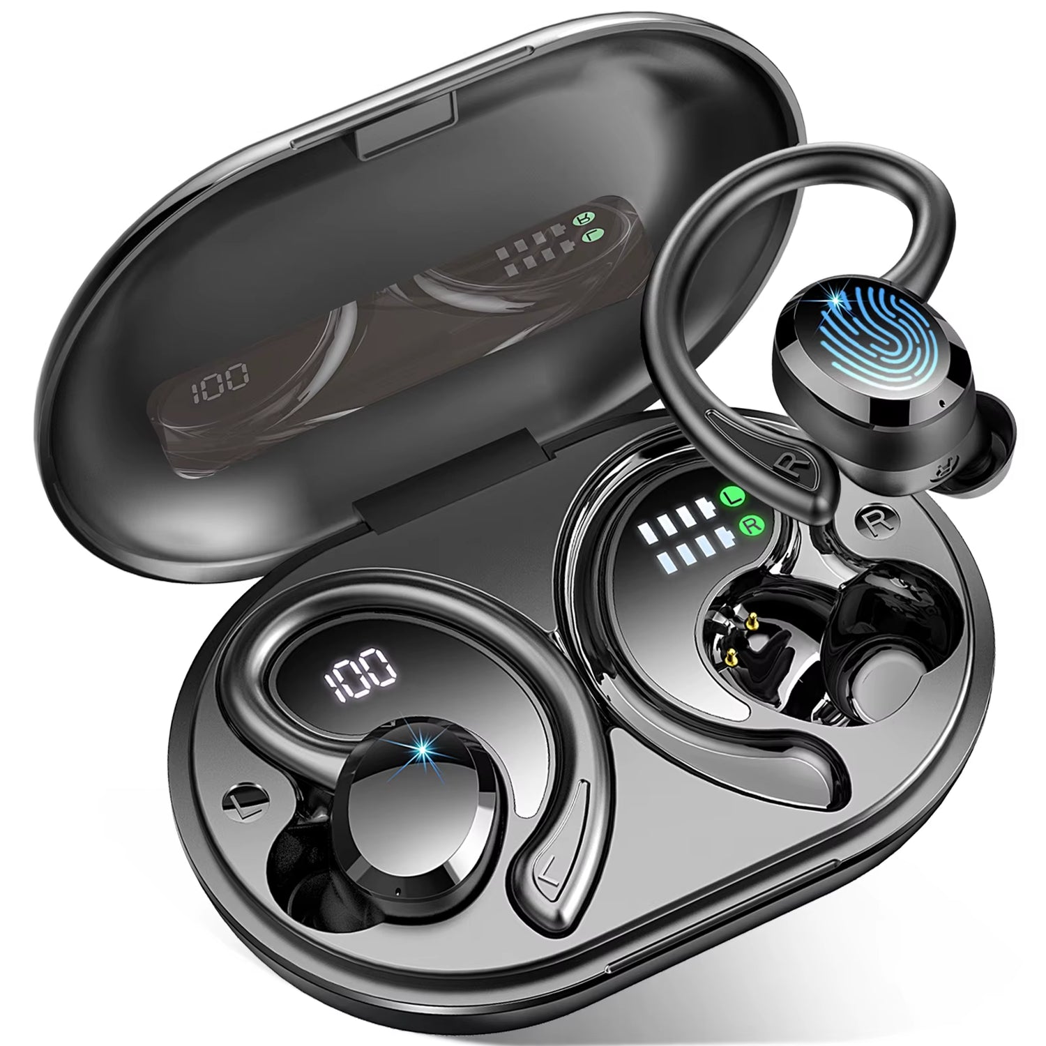 Wireless Earbuds, Bluetooth 5.3 Earbuds Stereo Bass, In-Ear Noise Cancelling Mic, Earphones IP7 Waterproof Sports, 40H Playback.